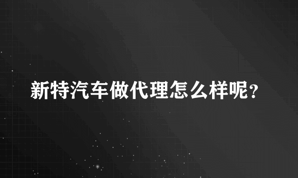 新特汽车做代理怎么样呢？