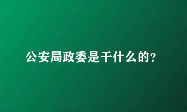 公安局政委是干什么的？