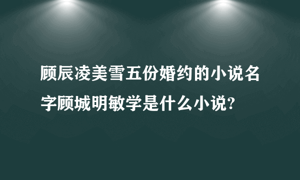 顾辰凌美雪五份婚约的小说名字顾城明敏学是什么小说?