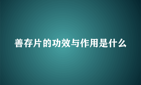 善存片的功效与作用是什么