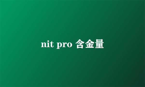 nit pro 含金量