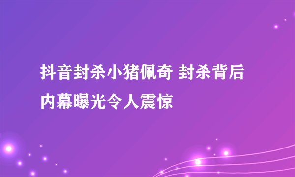 抖音封杀小猪佩奇 封杀背后内幕曝光令人震惊