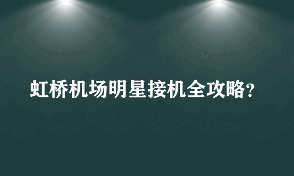 虹桥机场明星接机全攻略？