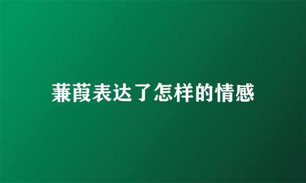 蒹葭表达了怎样的情感