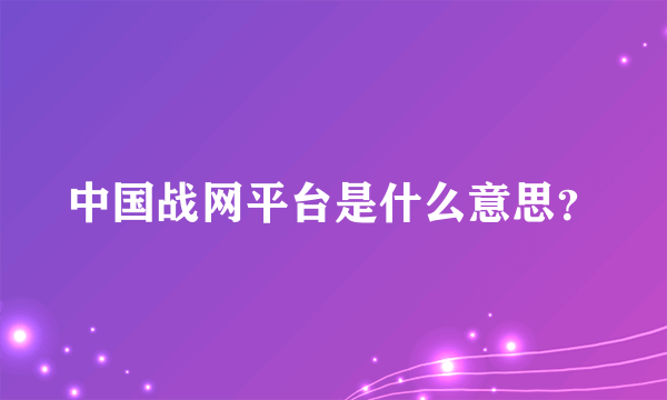 中国战网平台是什么意思？