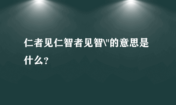 仁者见仁智者见智\