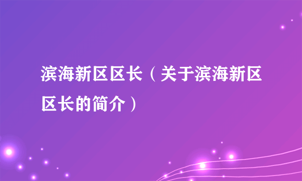 滨海新区区长（关于滨海新区区长的简介）