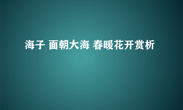 海子 面朝大海 春暖花开赏析