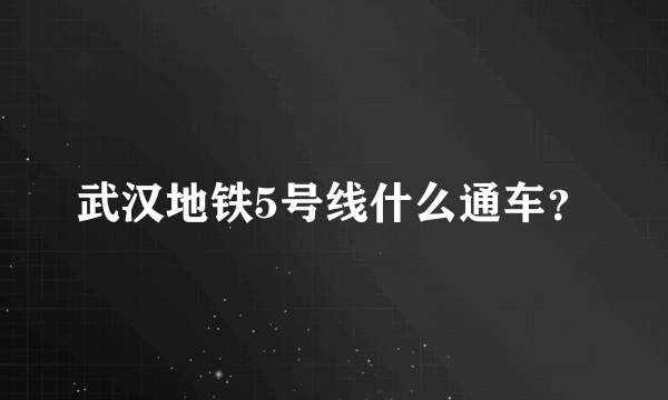 武汉地铁5号线什么通车？