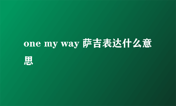 one my way 萨吉表达什么意思