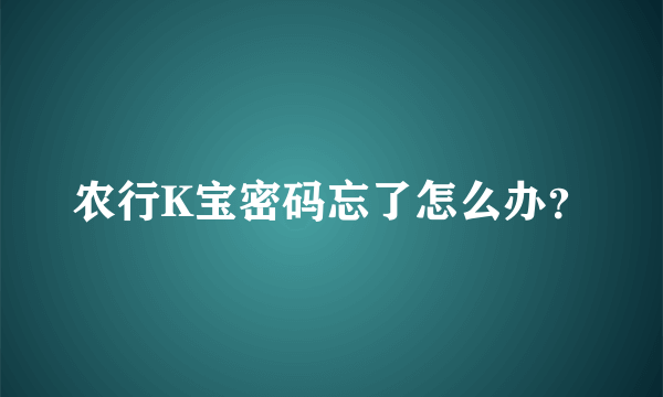 农行K宝密码忘了怎么办？