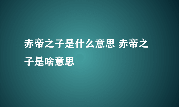 赤帝之子是什么意思 赤帝之子是啥意思