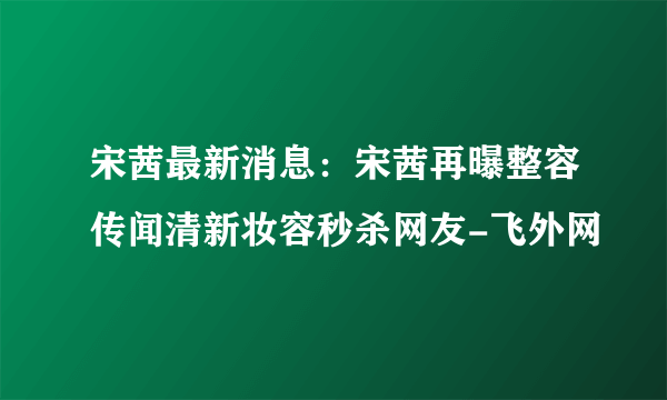 宋茜最新消息：宋茜再曝整容传闻清新妆容秒杀网友-飞外网