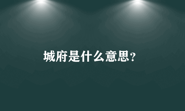 城府是什么意思？