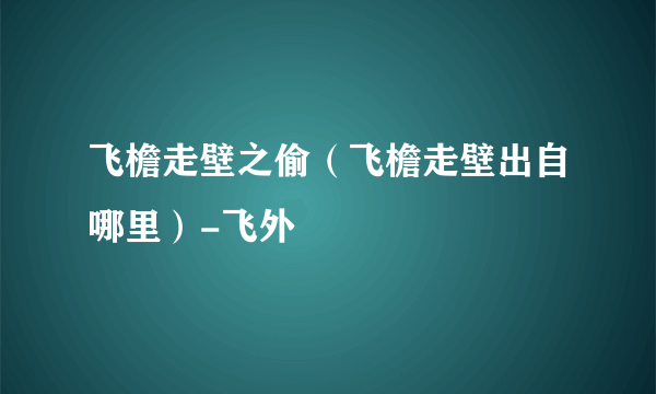 飞檐走壁之偷（飞檐走壁出自哪里）-飞外