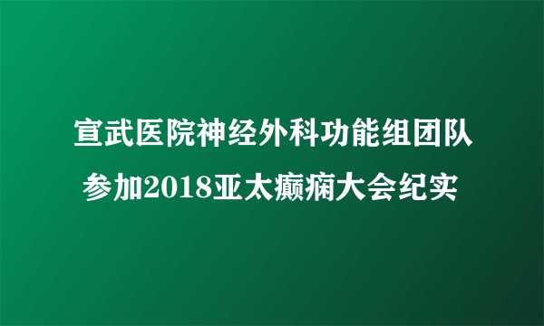 宣武医院神经外科功能组团队 参加2018亚太癫痫大会纪实