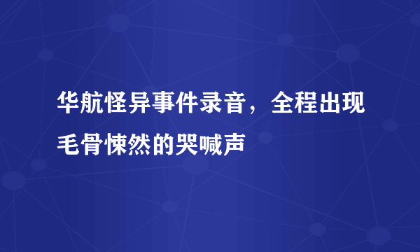 华航怪异事件录音，全程出现毛骨悚然的哭喊声 