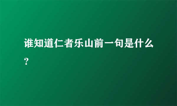 谁知道仁者乐山前一句是什么？