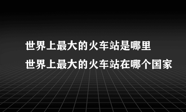 世界上最大的火车站是哪里 世界上最大的火车站在哪个国家