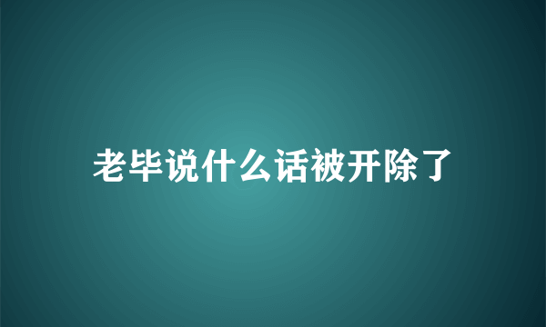 老毕说什么话被开除了