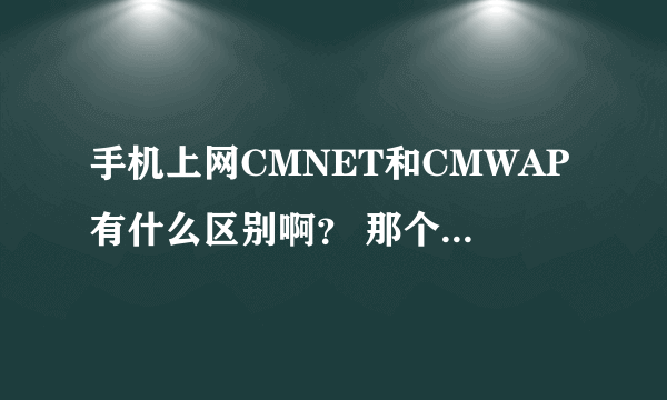 手机上网CMNET和CMWAP有什么区别啊？ 那个用手机上网快？