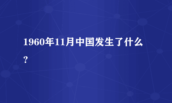 1960年11月中国发生了什么？