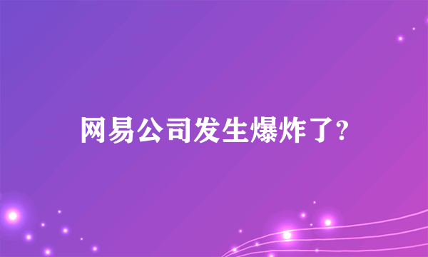 网易公司发生爆炸了?