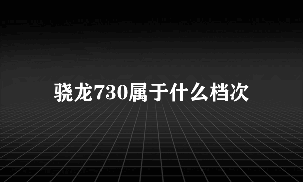 骁龙730属于什么档次