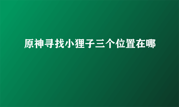 原神寻找小狸子三个位置在哪