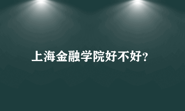 上海金融学院好不好？