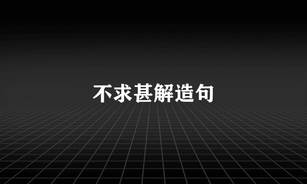 不求甚解造句