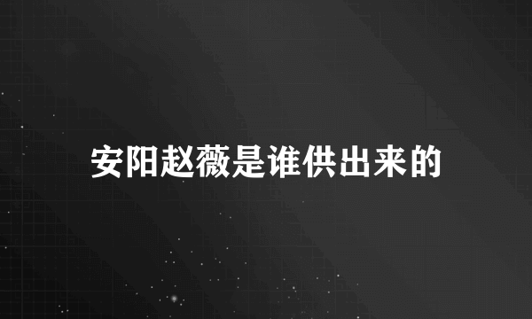 安阳赵薇是谁供出来的