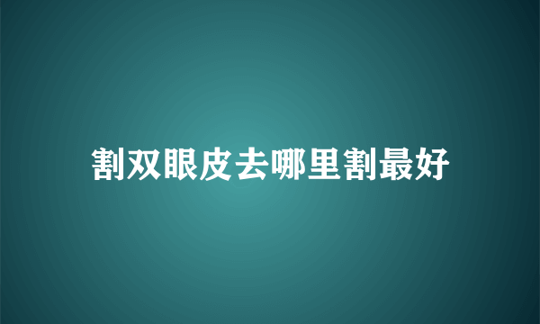 割双眼皮去哪里割最好