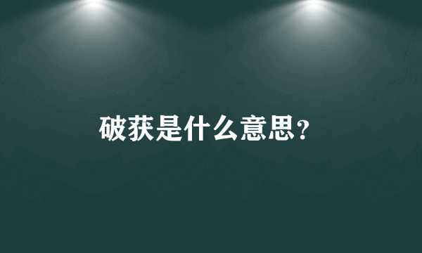 破获是什么意思？