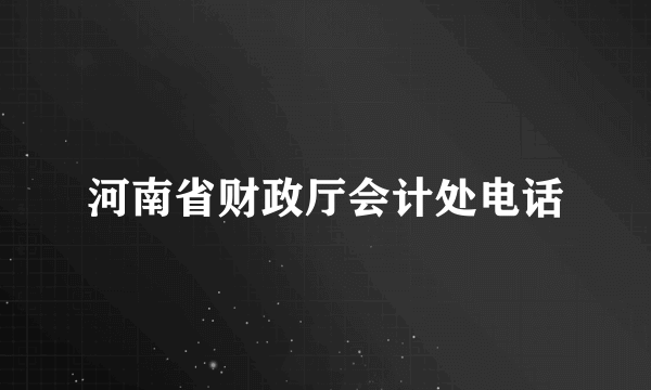 河南省财政厅会计处电话